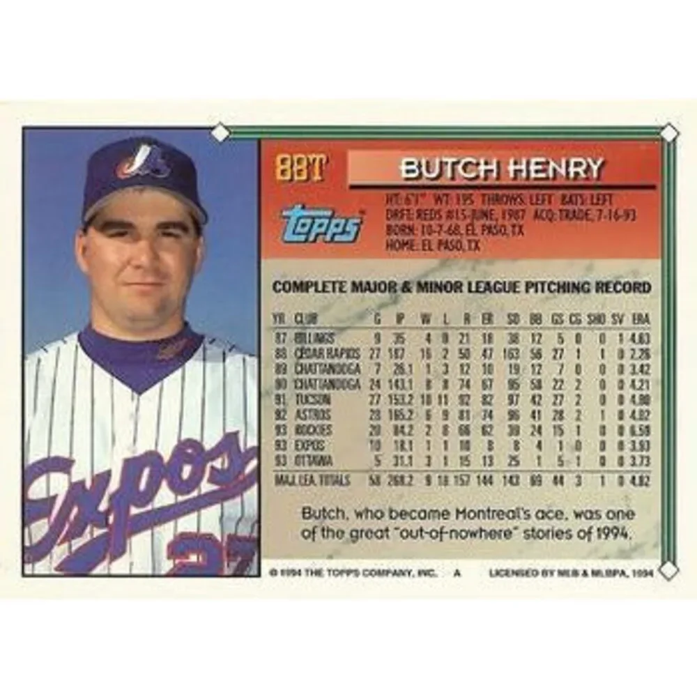 1994 Topps Traded Butch Henry 88T Montreal Expos